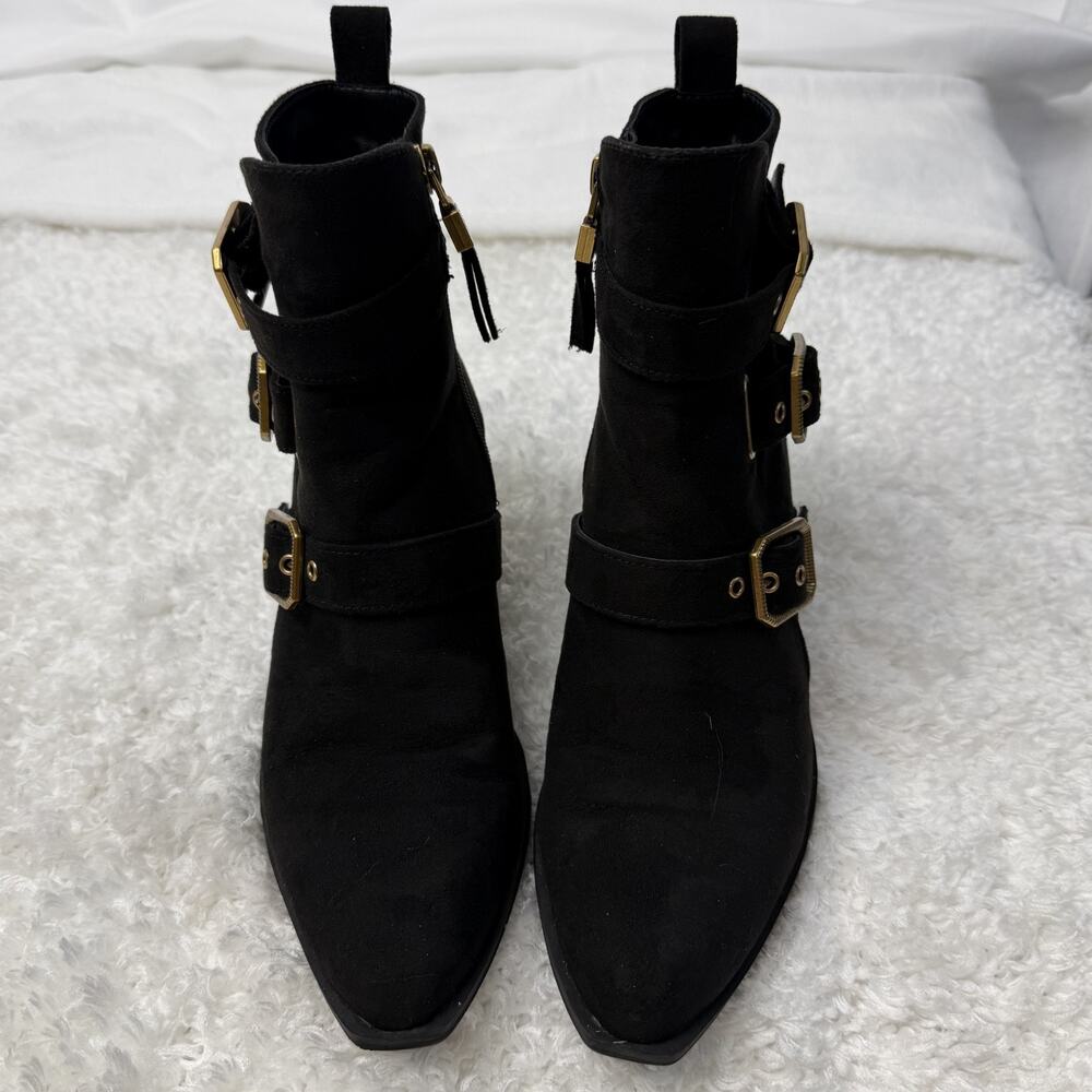 Sam and Libby Boots Gold Buckle And Black Suede Size 7.5 - Picture 6 of 10